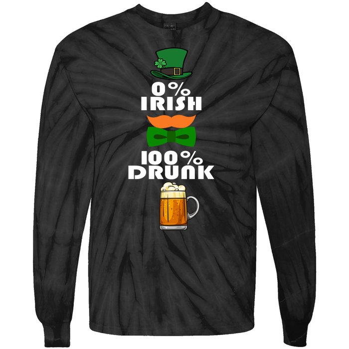 0 Percent Irish 100 Percent Drunk Irish Hipster Tie-Dye Long Sleeve Shirt