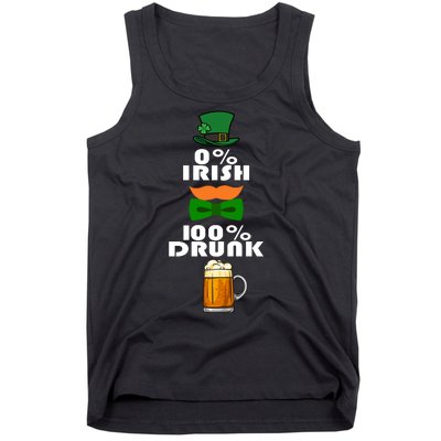 0 Percent Irish 100 Percent Drunk Irish Hipster Tank Top