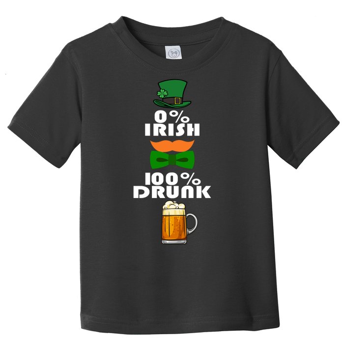 0 Percent Irish 100 Percent Drunk Irish Hipster Toddler T-Shirt