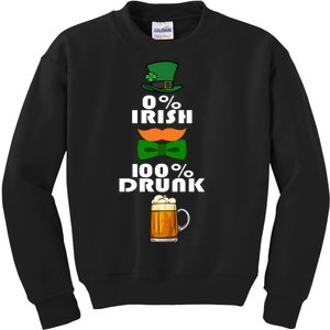 0 Percent Irish 100 Percent Drunk Irish Hipster Kids Sweatshirt