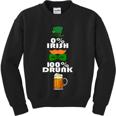 0 Percent Irish 100 Percent Drunk Irish Hipster Kids Sweatshirt