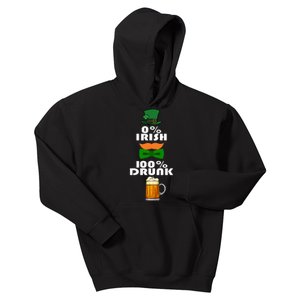 0 Percent Irish 100 Percent Drunk Irish Hipster Kids Hoodie