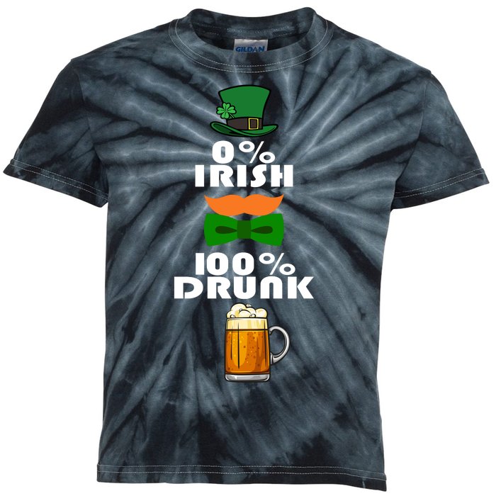 0 Percent Irish 100 Percent Drunk Irish Hipster Kids Tie-Dye T-Shirt