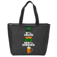 0 Percent Irish 100 Percent Drunk Irish Hipster Zip Tote Bag