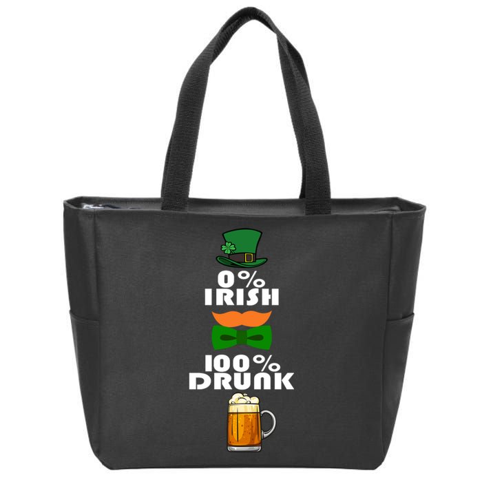 0 Percent Irish 100 Percent Drunk Irish Hipster Zip Tote Bag