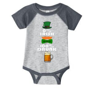 0 Percent Irish 100 Percent Drunk Irish Hipster Infant Baby Jersey Bodysuit