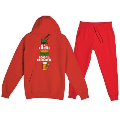 0 Percent Irish 100 Percent Drunk Irish Hipster Premium Hooded Sweatsuit Set