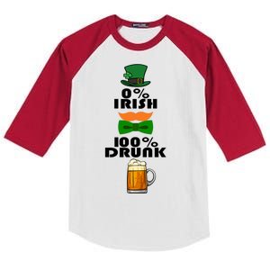 0 Percent Irish 100 Percent Drunk Irish Hipster Kids Colorblock Raglan Jersey