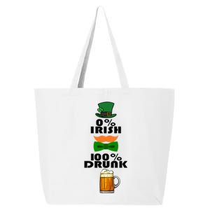 0 Percent Irish 100 Percent Drunk Irish Hipster 25L Jumbo Tote