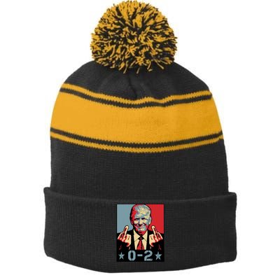 0 2 Funny Trump 2024 Stripe Pom Pom Beanie