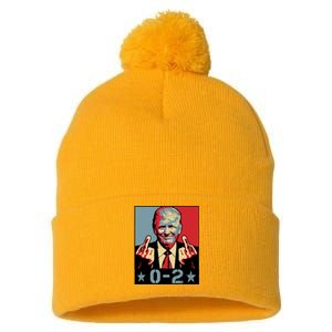 0 2 Funny Trump 2024 Pom Pom 12in Knit Beanie