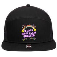 0 Days Since I Last Queefed Rainbow Funny 7 Panel Mesh Trucker Snapback Hat