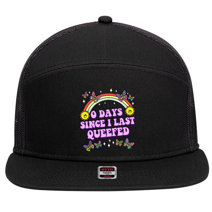 0 Days Since I Last Queefed Rainbow Funny 7 Panel Mesh Trucker Snapback Hat