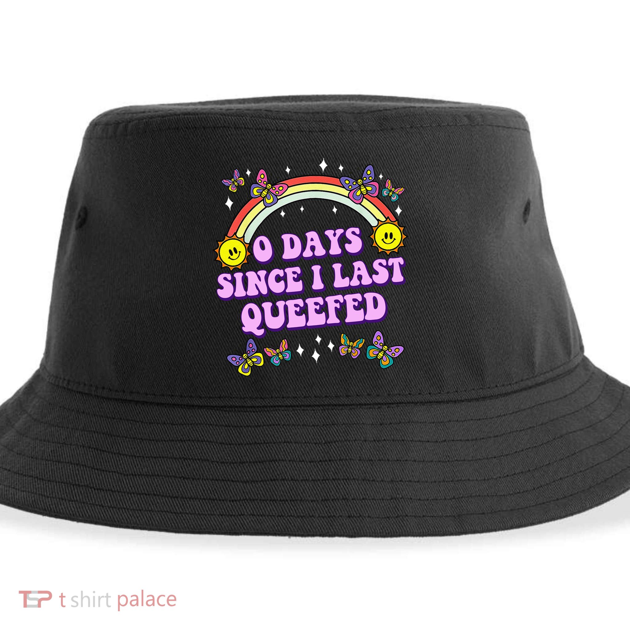 0 Days Since I Last Queefed Rainbow Funny Sustainable Bucket Hat