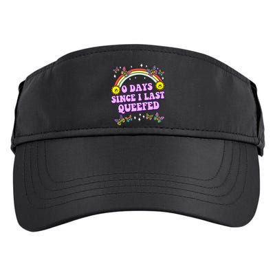 0 Days Since I Last Queefed Rainbow Funny Adult Drive Performance Visor