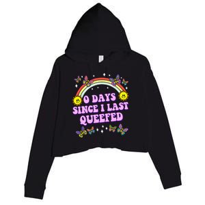 0 Days Since I Last Queefed Rainbow Funny Crop Fleece Hoodie