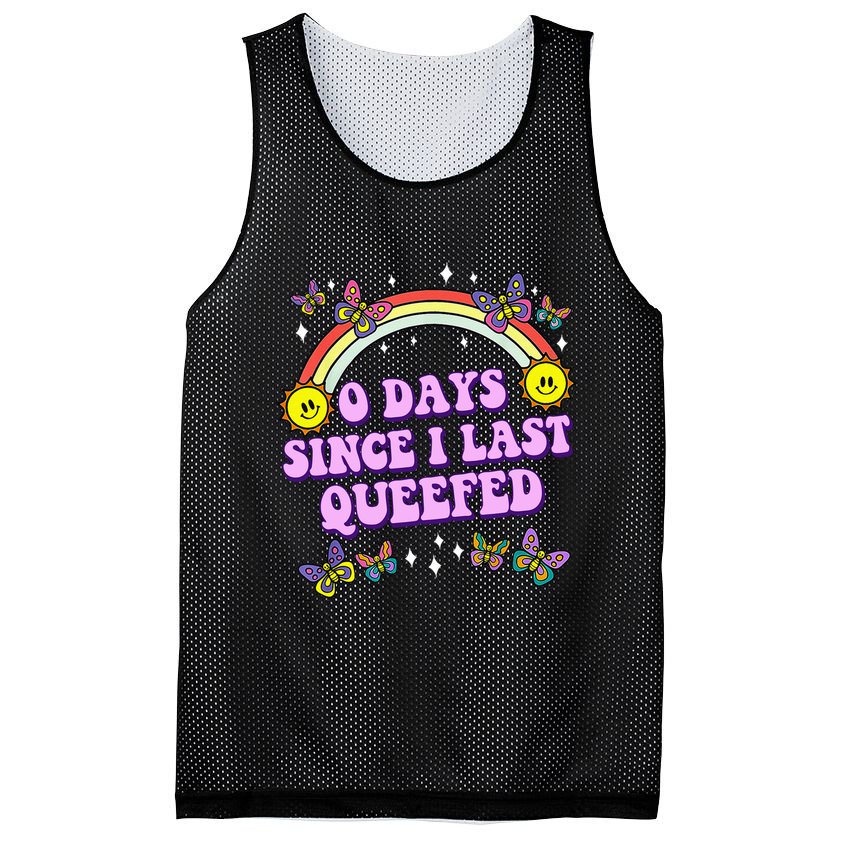 0 Days Since I Last Queefed Rainbow Funny Mesh Reversible Basketball Jersey Tank