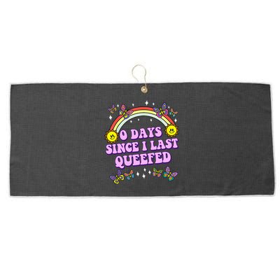 0 Days Since I Last Queefed Rainbow Funny Large Microfiber Waffle Golf Towel