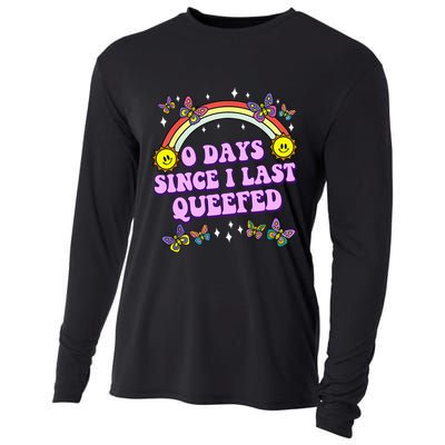 0 Days Since I Last Queefed Rainbow Funny Cooling Performance Long Sleeve Crew