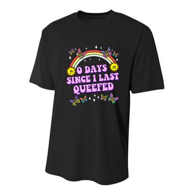 0 Days Since I Last Queefed Rainbow Funny Youth Performance Sprint T-Shirt