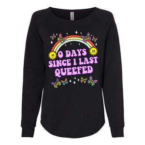 0 Days Since I Last Queefed Rainbow Funny Womens California Wash Sweatshirt