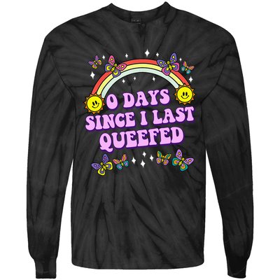 0 Days Since I Last Queefed Rainbow Funny Tie-Dye Long Sleeve Shirt