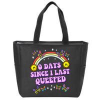 0 Days Since I Last Queefed Rainbow Funny Zip Tote Bag