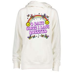 0 Days Since I Last Queefed Rainbow Funny Womens Funnel Neck Pullover Hood