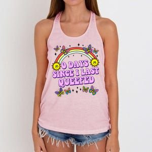 0 Days Since I Last Queefed Rainbow Funny Women's Knotted Racerback Tank