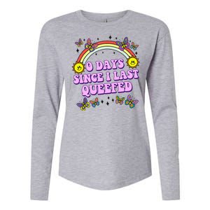 0 Days Since I Last Queefed Rainbow Funny Womens Cotton Relaxed Long Sleeve T-Shirt