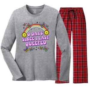 0 Days Since I Last Queefed Rainbow Funny Women's Long Sleeve Flannel Pajama Set 