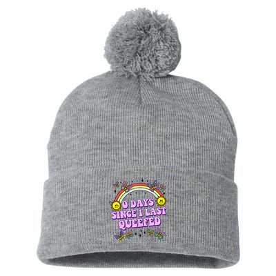 0 Days Since I Last Queefed Rainbow Funny Pom Pom 12in Knit Beanie