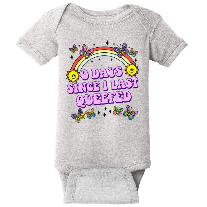 0 Days Since I Last Queefed Rainbow Funny Baby Bodysuit