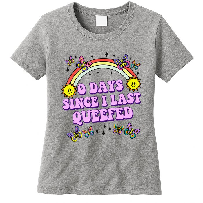 0 Days Since I Last Queefed Rainbow Funny Womens T-Shirt