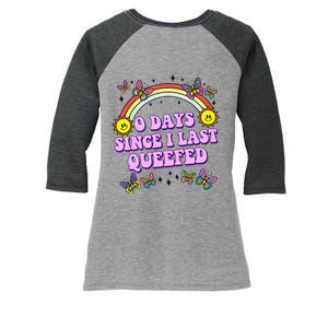 0 Days Since I Last Queefed Rainbow Funny Women's Tri-Blend 3/4-Sleeve Raglan Shirt