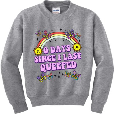 0 Days Since I Last Queefed Rainbow Funny Kids Sweatshirt