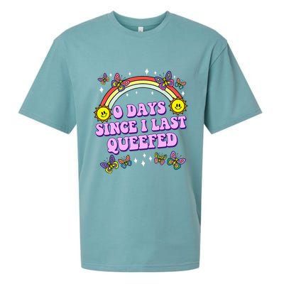 0 Days Since I Last Queefed Rainbow Funny Sueded Cloud Jersey T-Shirt