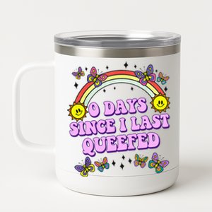 0 Days Since I Last Queefed Rainbow Funny 12 oz Stainless Steel Tumbler Cup