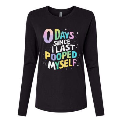 0 Days Since I Last Pooped Myself Womens Cotton Relaxed Long Sleeve T-Shirt