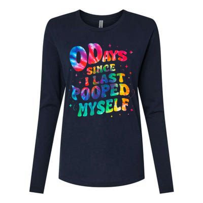 0 Days Since I Last Pooped Myself Womens Cotton Relaxed Long Sleeve T-Shirt