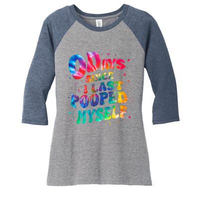 0 Days Since I Last Pooped Myself Women's Tri-Blend 3/4-Sleeve Raglan Shirt