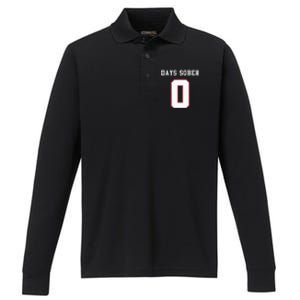 0 Days Sober Jersey Drinking Alcohol Lover Performance Long Sleeve Polo