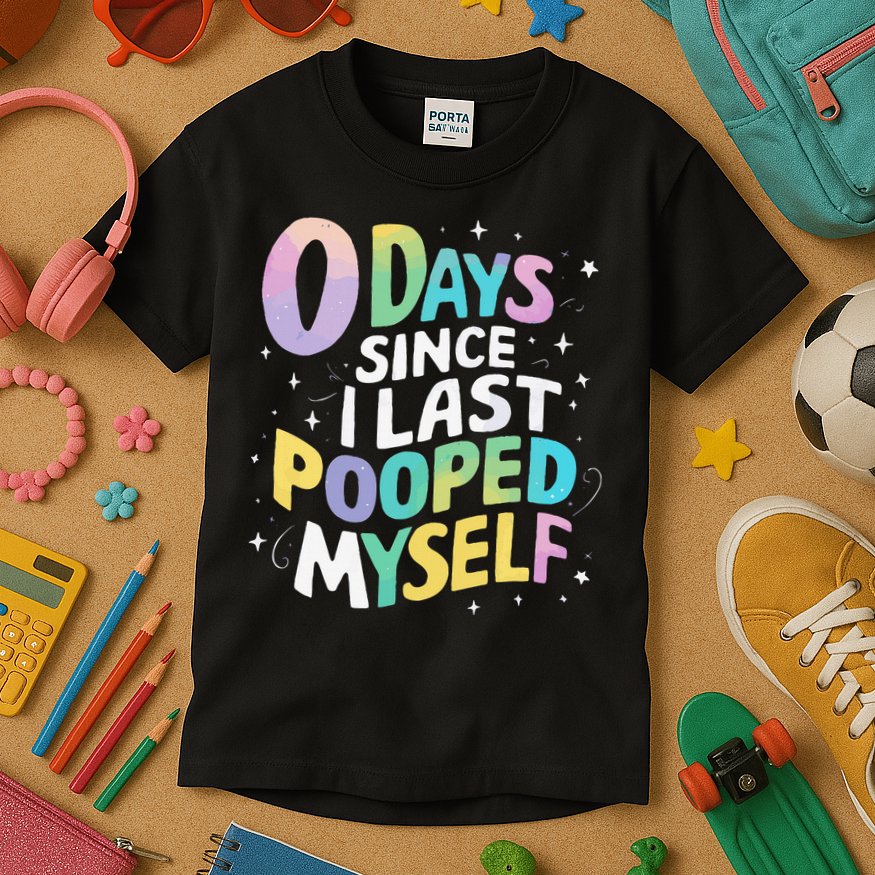 0 Days Since I Last Pooped Myself Kids T-Shirt