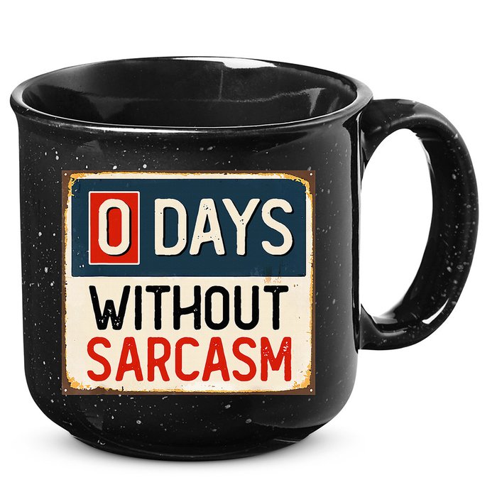 0 Days Without Sarcasm Funny Sarcastic 15oz Campfire Ceramic Mug