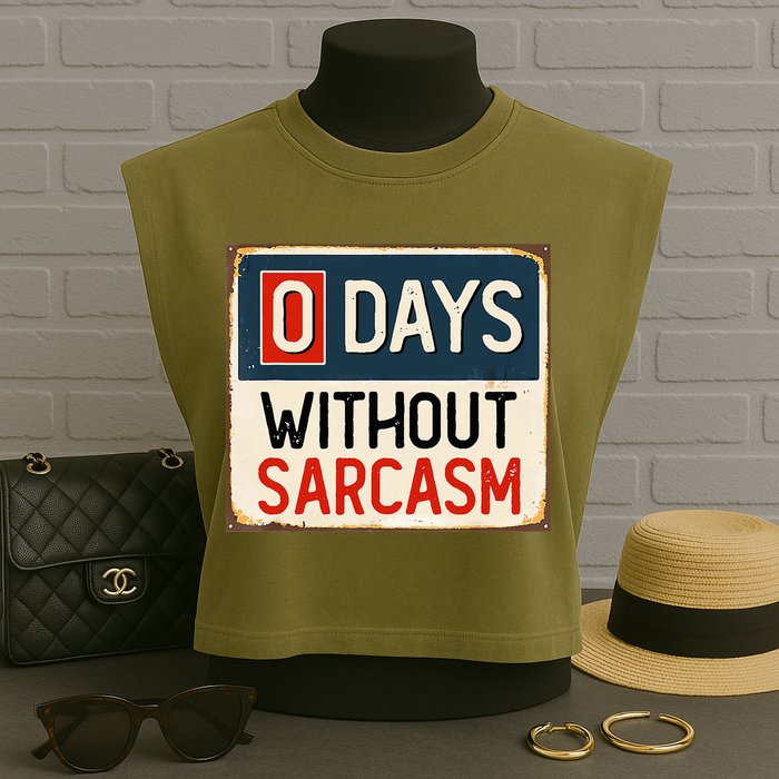 0 Days Without Sarcasm Funny Sarcastic Garment-Dyed Women's Muscle Tee