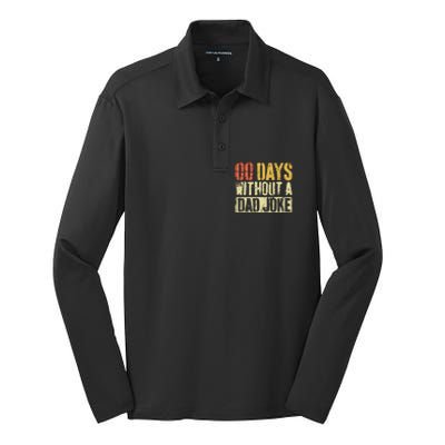 00 Days Without A Dad Joke Fathers Day Silk Touch Performance Long Sleeve Polo