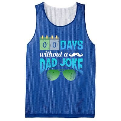 0 Days Without A Dad Joke Fathers Day Dad Jokes Mustache Cool Gift Mesh Reversible Basketball Jersey Tank