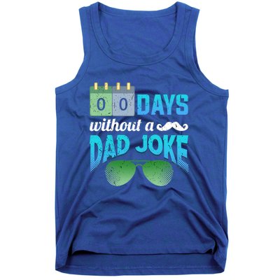 0 Days Without A Dad Joke Fathers Day Dad Jokes Mustache Cool Gift Tank Top