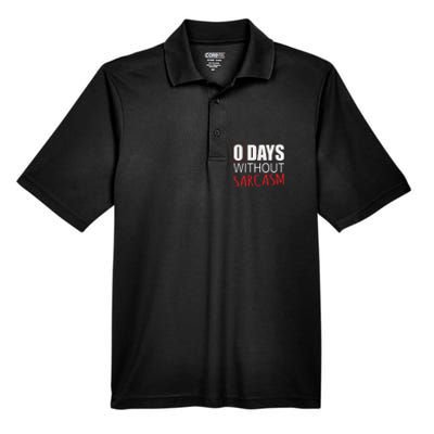 0 Days Without Sarcasm Funny Sarcastic Lovers Men's Origin Performance Piqué Polo