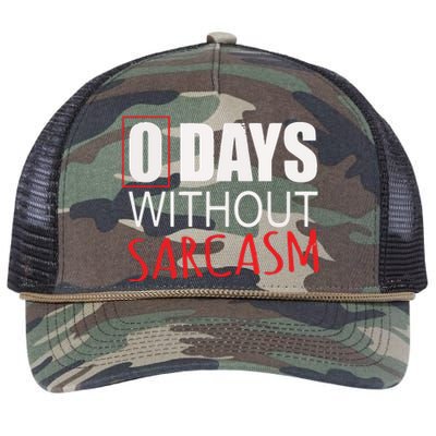 0 Days Without Sarcasm Funny Sarcastic Lovers Retro Rope Trucker Hat Cap